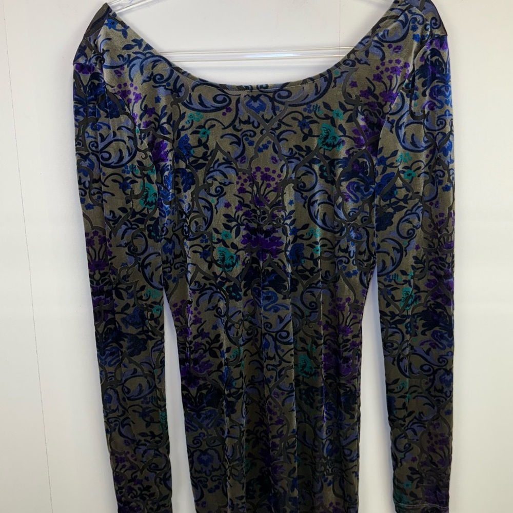 Free People Mini Floral Velvet Burnout Dress Dark Romantic Witchy whimsical M - Picture 8 of 13